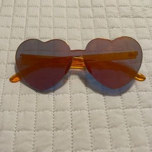 new, orange tint lens heart shaped sunglasses